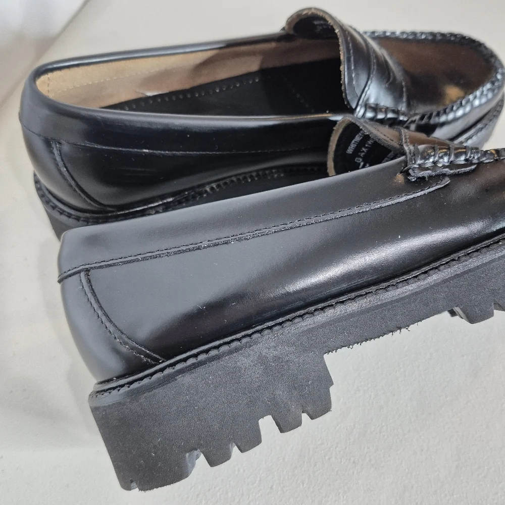 G.H Bass Women's Whitney Super Lug Weejuns Penny Loafer Black Leather - Size 6.5 - Picture 11 of 16